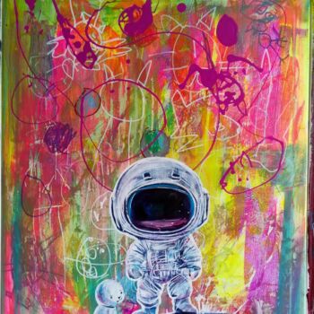 Pittura intitolato "A Space Adventure w…" da Mehdi Fahraji, Opera d'arte originale, Acrilico