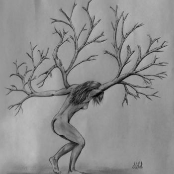 Tekening getiteld "La danse de la vie" door Mehdi Niro, Origineel Kunstwerk, Potlood