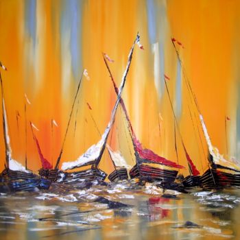 Pintura intitulada "Les barques" por Mehenni M, Obras de arte originais