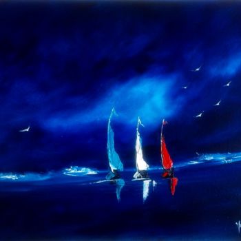 Painting titled "Les trois voiles" by Mehenni M, Original Artwork, Oil