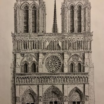 Desenho intitulada "Notre Dame de Paris" por Mehiwm, Obras de arte originais, Lápis