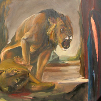 Painting titled "aslan2" by Ressam, Original Artwork, Acrylic