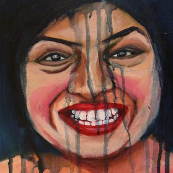 Painting titled "Smile Please" by Mehreen Hashmi Hashmi, Original Artwork, Acrylic Mounted on Wood Panel