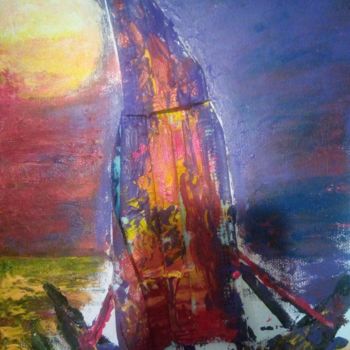 Painting titled "Sailing" by Mehrez Thlijeni, Original Artwork, Acrylic