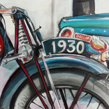 Pintura intitulada "serie-voitures-anci…" por Meiling Alvarez Marquez, Obras de arte originais, Acrílico