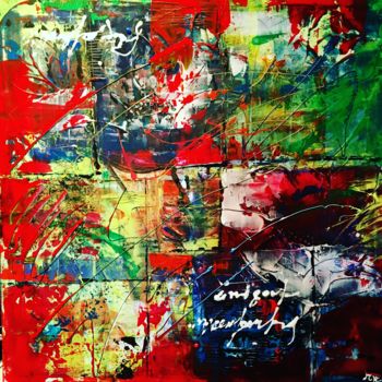 Pintura intitulada "A travers rouge" por Mejane, Obras de arte originais, Acrílico
