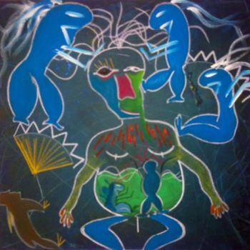 Schilderij getiteld "alcool is drug" door Mejo Informal Art Contemporary Art, Origineel Kunstwerk, Olie
