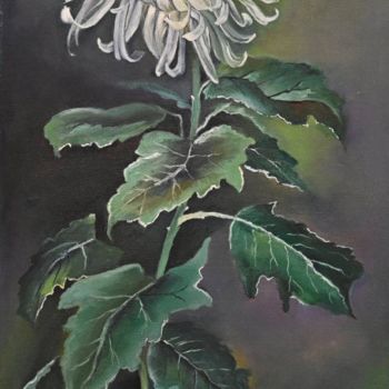 Painting titled "Chrysanthemum" by Svetlana Mekhnina, Original Artwork, Oil