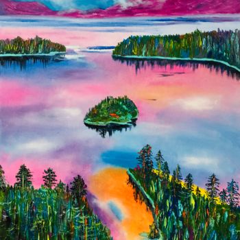 Malerei mit dem Titel "Lake Tahoe Californ…" von Svetlana Mekhnina, Original-Kunstwerk, Öl