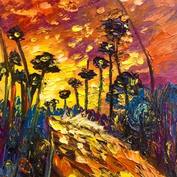 Painting titled "Sunset in Los Angel…" by Svetlana Mekhnina, Original Artwork, Oil