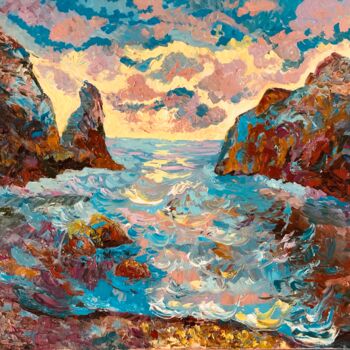 Painting titled "Rocky Coast" by Svetlana Mekhnina, Original Artwork, Oil