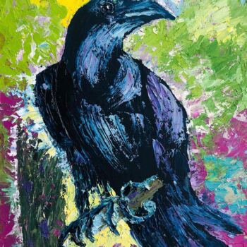 Malerei mit dem Titel "Crow" von Svetlana Mekhnina, Original-Kunstwerk, Öl