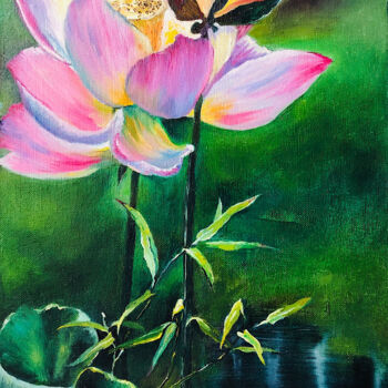 Malerei mit dem Titel "Lotus" von Svetlana Mekhnina, Original-Kunstwerk, Öl