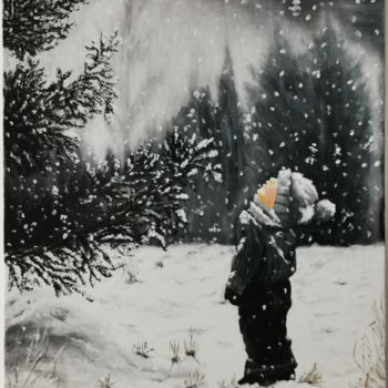 Painting titled "Snow Silence" by Mela Calkic, Original Artwork, Acrylic