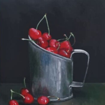 Painting titled "Cherries" by Mela Calkic, Original Artwork, Acrylic
