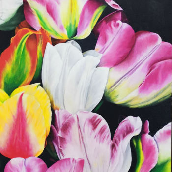 「Tulips」というタイトルの絵画 Mela Calkicによって, オリジナルのアートワーク, アクリル