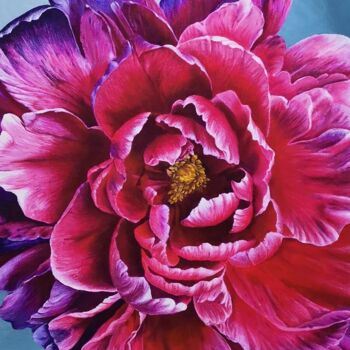 Painting titled "Peony" by Mela Calkic, Original Artwork, Acrylic