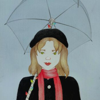 Drawing titled "Rainsnow" by Mela, Original Artwork, Pencil
