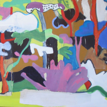 Peinture intitulée "Paysage,  90x80cm,…" par Melainie Bide, Œuvre d'art originale, Gouache