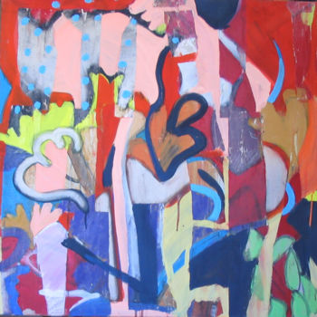 Peinture intitulée "Cajun,  80x80cm, go…" par Melainie Bide, Œuvre d'art originale, Gouache