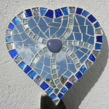 Artesanía titulada "Coeur bleu" por Melandyne, Obra de arte original, Decoración del hogar