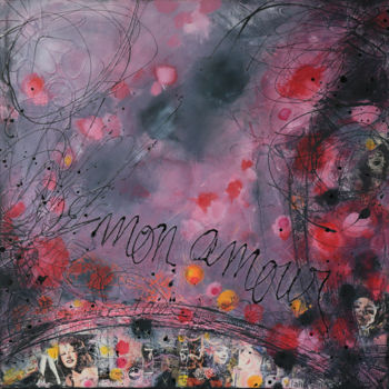 「MON AMOUR」というタイトルの絵画 Mélanie Bachmannによって, オリジナルのアートワーク, アクリル ウッドストレッチャーフレームにマウント