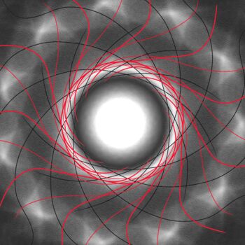 Arts numériques intitulée "Red spiral with bac…" par Melanie Belle, Œuvre d'art originale, Travail numérique 2D