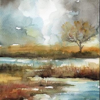 Painting titled "After the rain" by Melanie Kempkes, Original Artwork, Watercolor