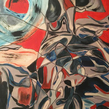 Malarstwo zatytułowany „Blue Sun” autorstwa Melanie Maquinay, Oryginalna praca, Akryl Zamontowany na Drewniana rama noszy