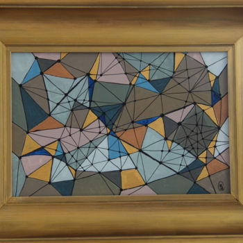 Peinture intitulée ""Voronoï Gold"" par Melanie Maquinay, Œuvre d'art originale, Acrylique