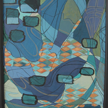 Peinture intitulée ""Géométrie Jacquard"" par Melanie Maquinay, Œuvre d'art originale, Acrylique