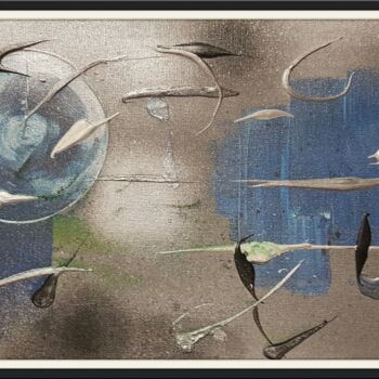 Painting titled "Moyen métalic bleu" by Melanie Roch, Original Artwork, Acrylic