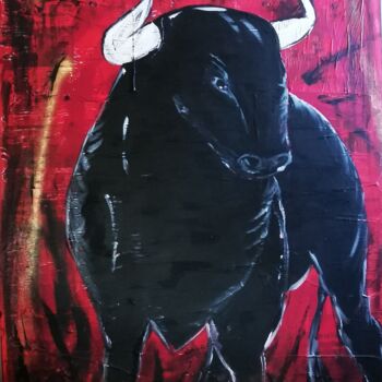 Painting titled "El toro" by Melanie Roch, Original Artwork, Acrylic