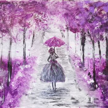 Painting titled "Violette" by Melanie Roch, Original Artwork, Acrylic Mounted on Wood Stretcher frame