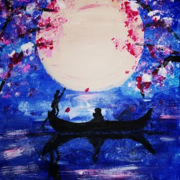 Painting titled "Clair de Lune" by Melanie Roch, Original Artwork, Acrylic