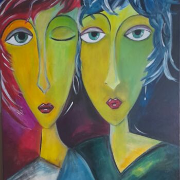 Painting titled "Pause féminine" by Mélanie Santa Cruz, Original Artwork, Acrylic