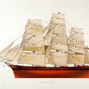 Drawing titled "Cutty Sark 1869" by Melbourne Smith, Original Artwork