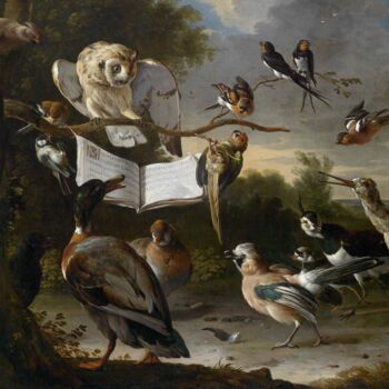 Painting titled "The bird concert" by Melchior D'Hondecoeter, Original Artwork, Oil