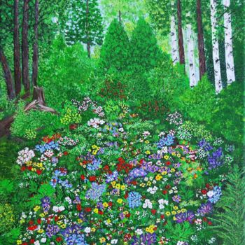 Pintura intitulada "Mixed nature" por Elena Moshchenko, Obras de arte originais, Acrílico