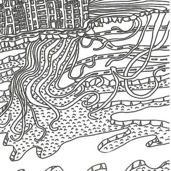 Dibujo titulada "ciudad impregnada d…" por Meli Criado, Obra de arte original