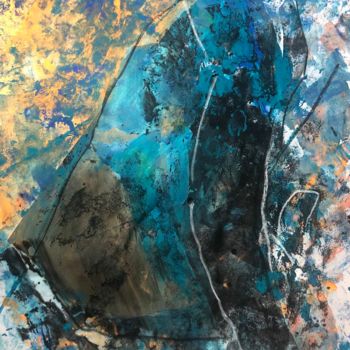 Картина под названием "Whale & Spear" - Melina Mataji, Подлинное произведение искусства, Коллажи Установлен на картон