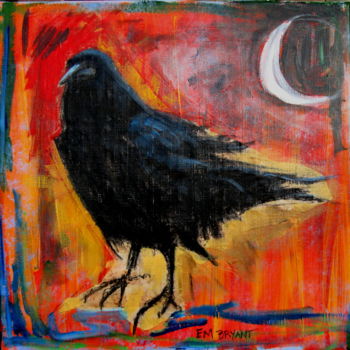 Schilderij getiteld "Pat's Crow" door Em Bryant, Origineel Kunstwerk, Acryl