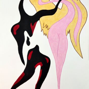 Painting titled "Dance with angel No…" by Melinda Vamosi, Original Artwork, Acrylic