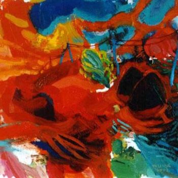 Ζωγραφική με τίτλο "Red Landscape" από Melinda Torok, Αυθεντικά έργα τέχνης, Λάδι
