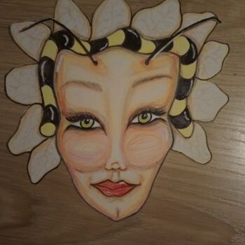 Dessin intitulée "Bee a lady" par Melisa Kanmaz, Œuvre d'art originale, Crayon
