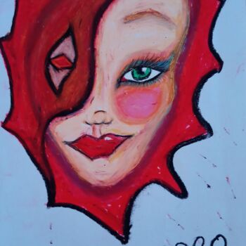 Dessin intitulée "Woman with a one eye" par Melisa Kanmaz, Œuvre d'art originale, Pastel
