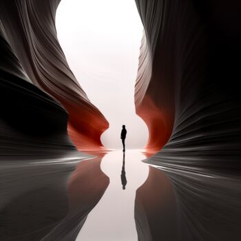 Digitale Kunst mit dem Titel "Mystic Canyon - 2" von Mélissa Boï, Original-Kunstwerk, KI-generiertes Bild
