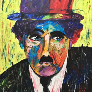 Painting titled "Charlie Chaplin" by Melissa Hannon, Original Artwork, Acrylic