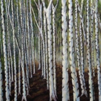 Peinture intitulée "Birch Trees" par Melissa Hin, Œuvre d'art originale, Acrylique