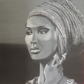 Картина под названием "Beauté d'afrique" - Mélissa Sadjan, Подлинное произведение искусства, Акрил